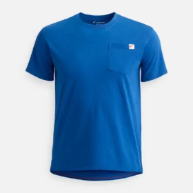 Kortärmad T-shirt med ficka – herr-T-shirt i djupblått