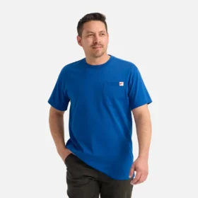 Kortärmad T-shirt med ficka – herr-T-shirt i djupblått