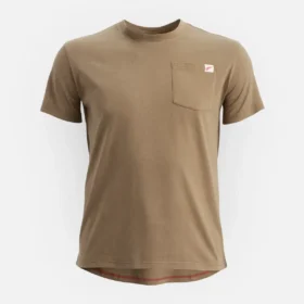 Kortärmad T-shirt med ficka – herr-T-shirt med korta ärmar i brunt