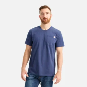 Kortärmad T-shirt med ficka – Herr-T-shirt med korta ärmar i marinblått