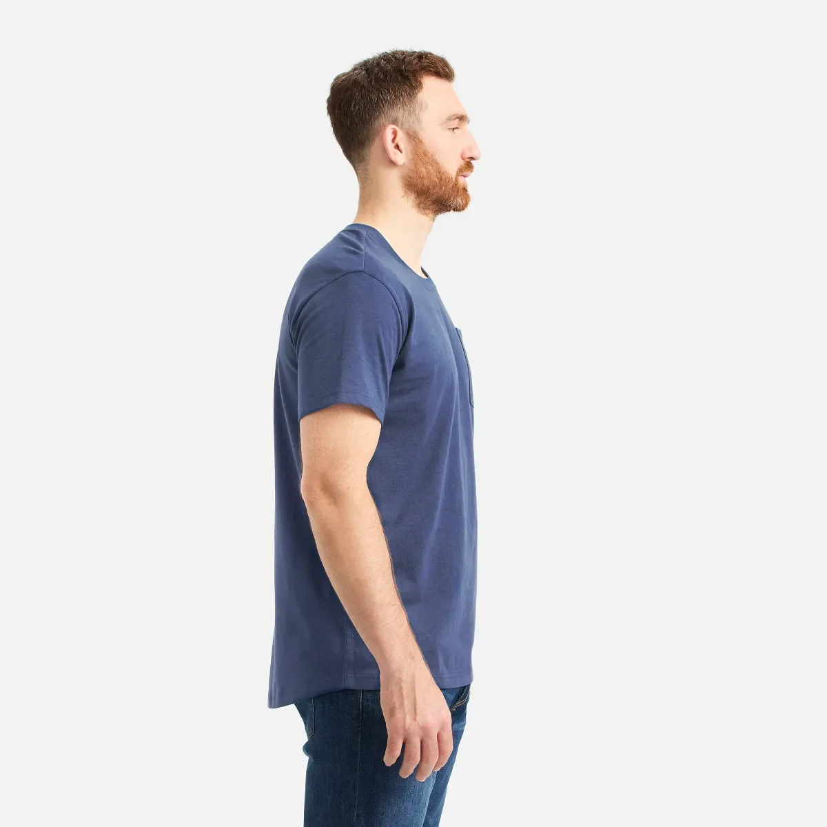 Kortärmad T-shirt med ficka – Herr-T-shirt med korta ärmar i marinblått