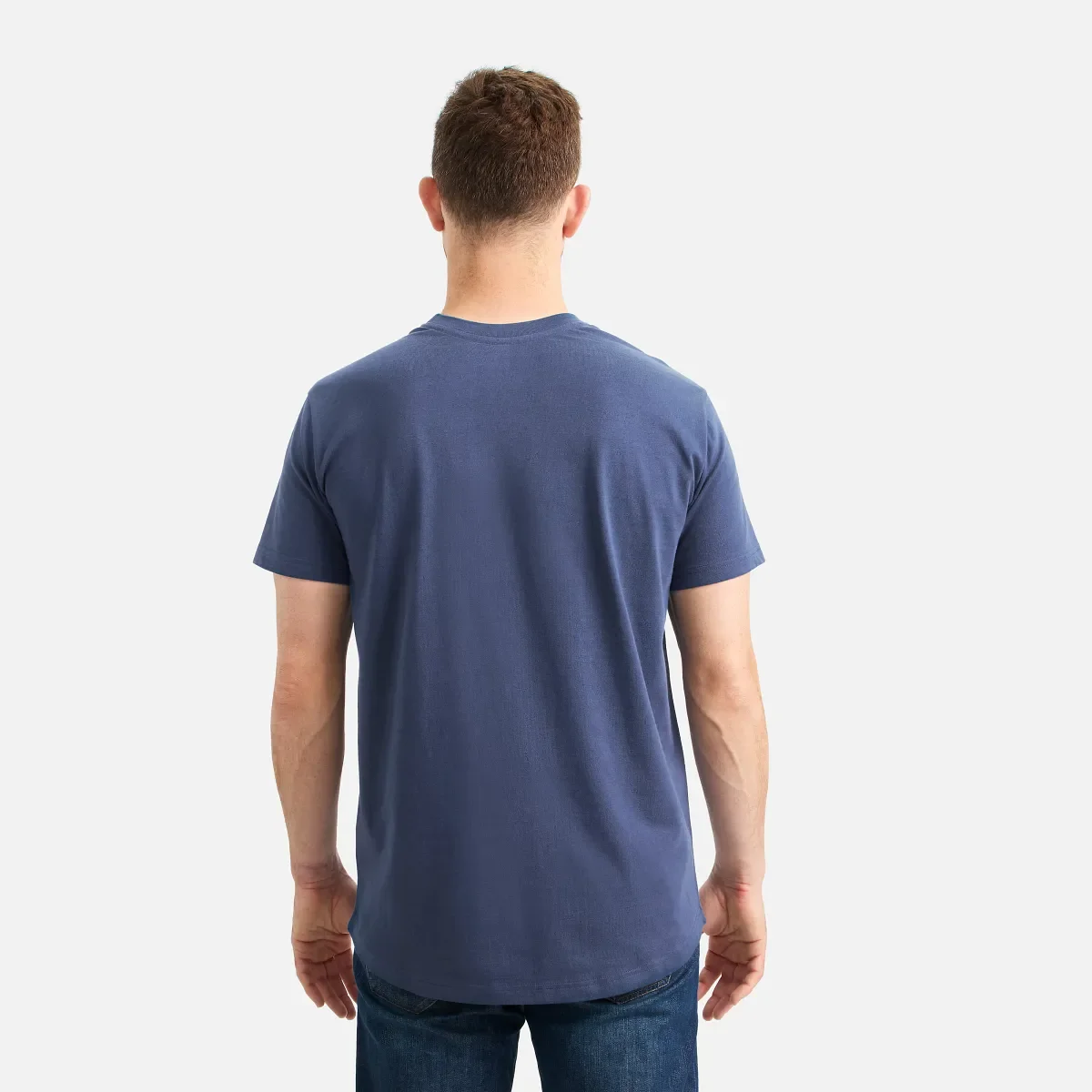 Kortärmad T-shirt med ficka – Herr-T-shirt med korta ärmar i marinblått