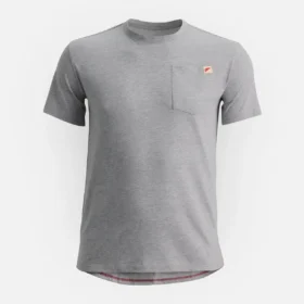 Kortärmad T-shirt med ficka – Herr-T-shirt med korta ärmar i melerat grått