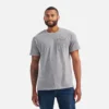 Kortärmad T-shirt med ficka – Herr-T-shirt med korta ärmar i melerat grått