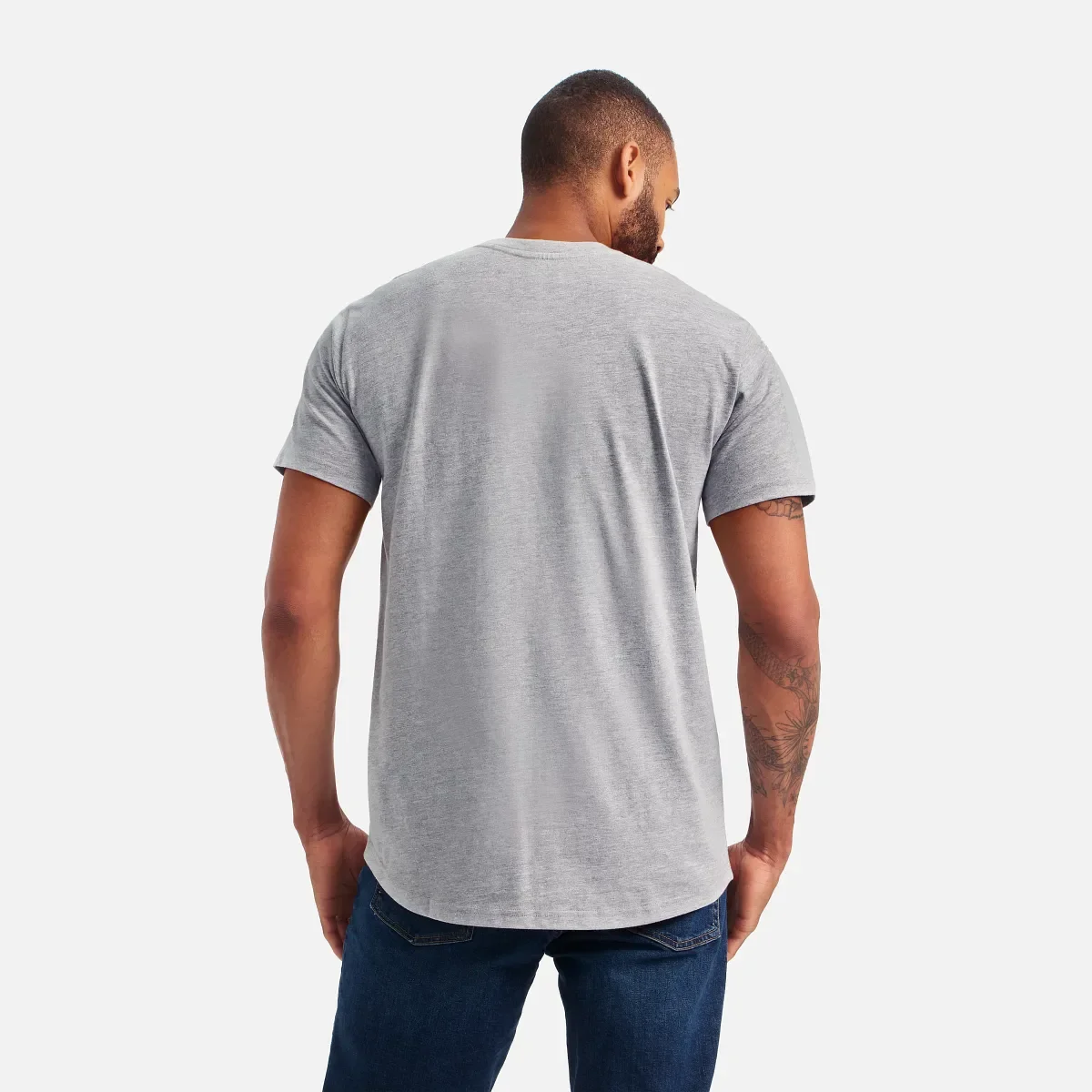 Kortärmad T-shirt med ficka – Herr-T-shirt med korta ärmar i melerat grått