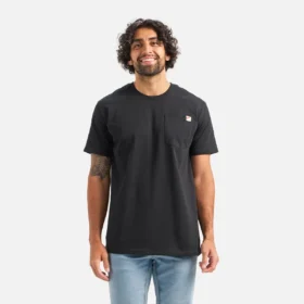 Kortärmad T-shirt med ficka – Herr-T-shirt med korta ärmar i svart