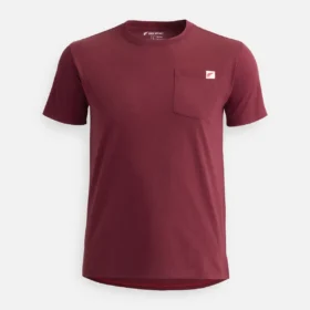 Kortärmad T-shirt med ficka – herr-T-shirt med korta ärmar i vinrött