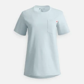 Kortärmad T-shirt med ficka Kortärmad T-shirt för dam i stålblått