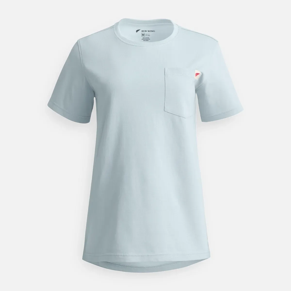 Kortärmad T-shirt med ficka Kortärmad T-shirt för dam i stålblått