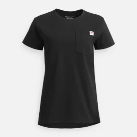 Kortärmad T-shirt med ficka Kortärmad T-shirt för damer i svart