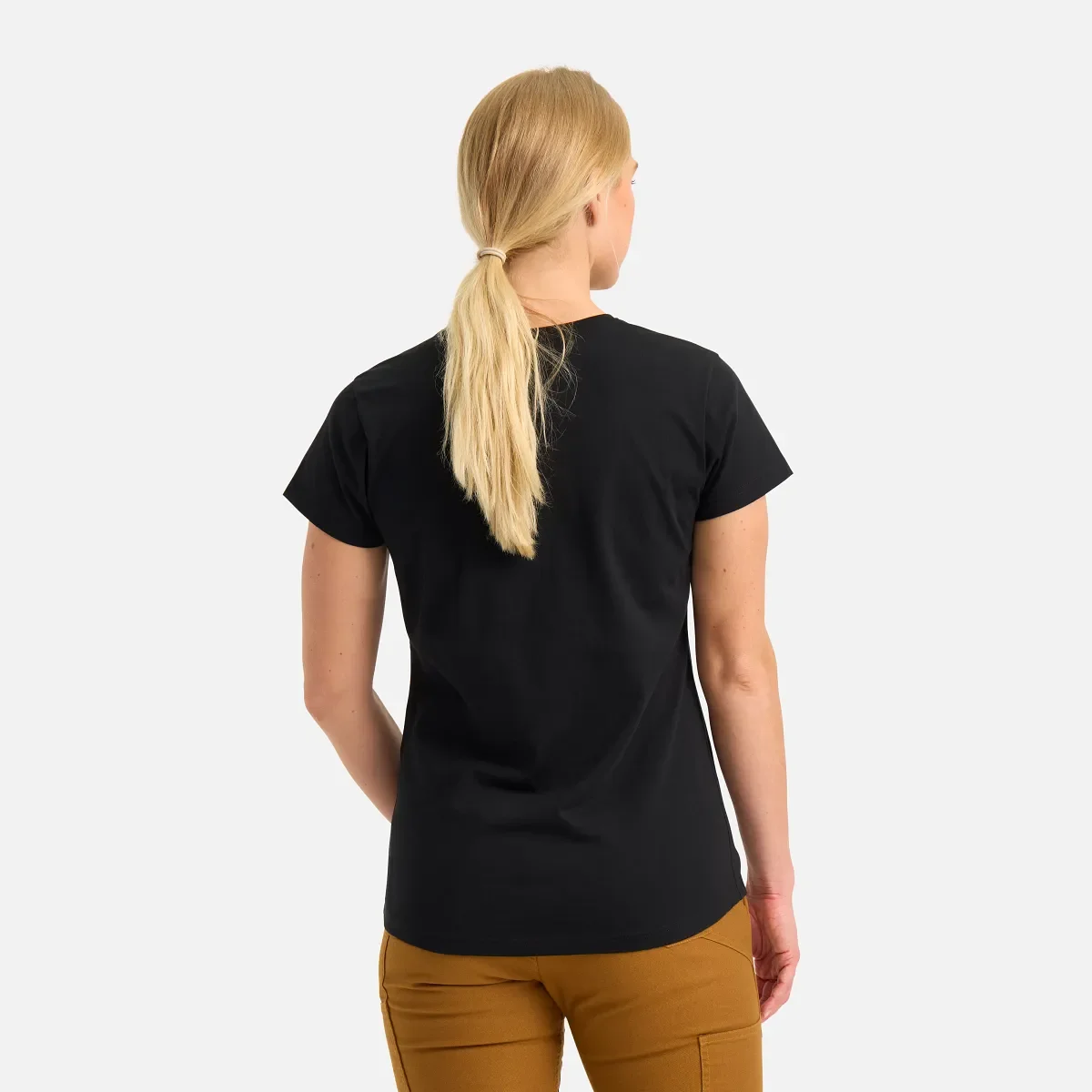 Kortärmad T-shirt med ficka Kortärmad T-shirt för damer i svart