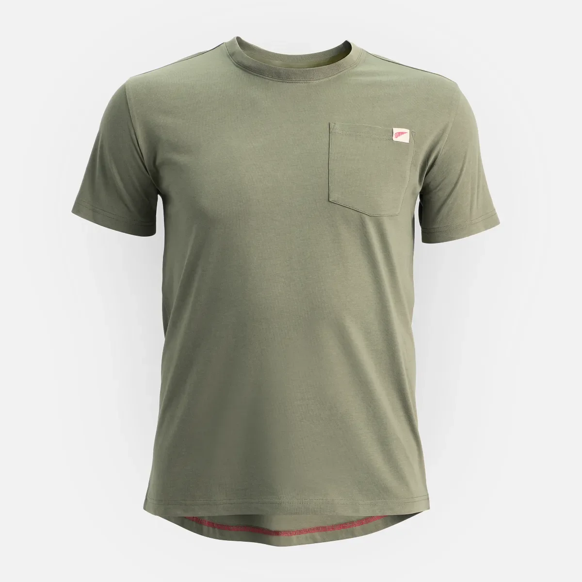 Kortärmad T-shirt med ficka Kortärmad T-shirt för herr i olivgrönt