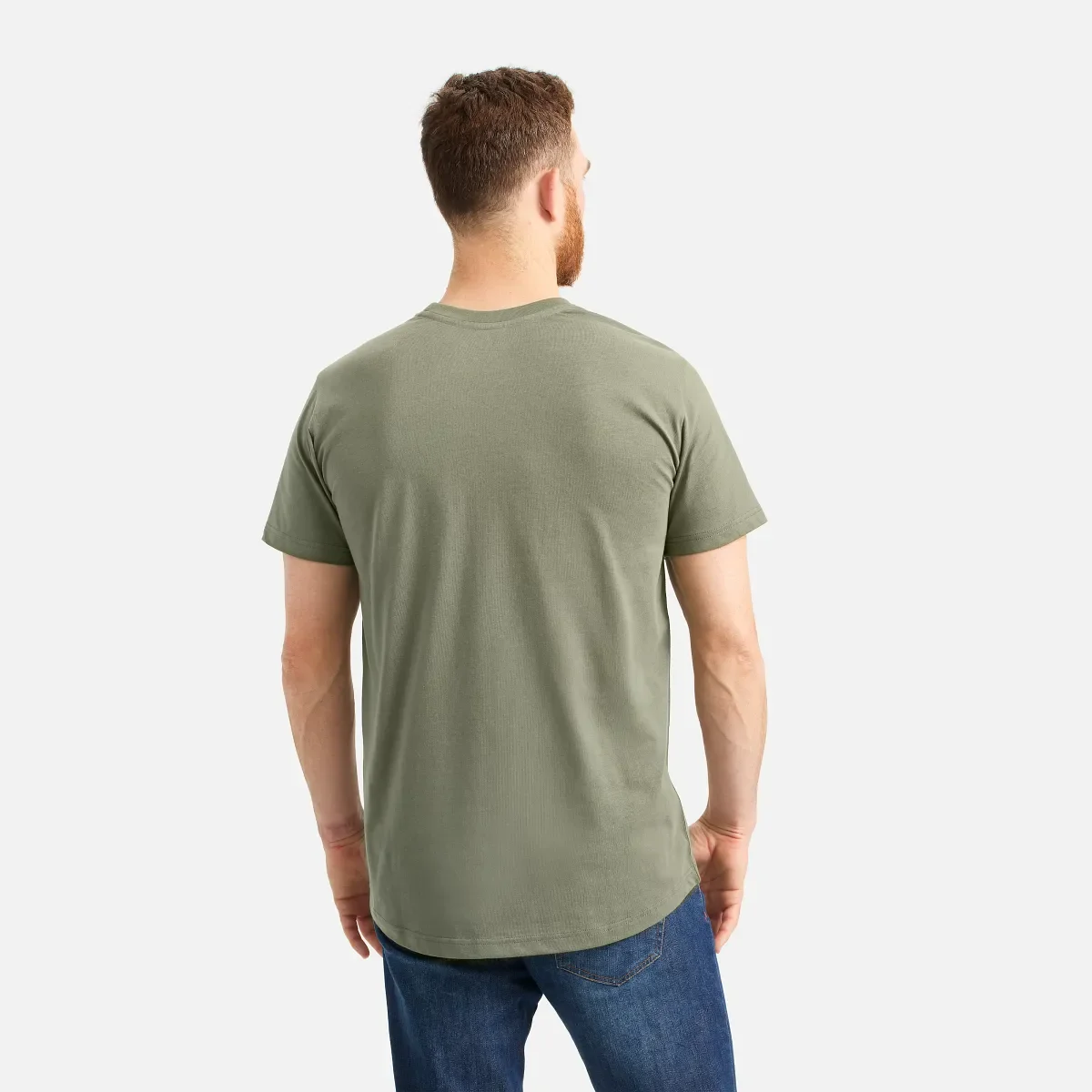 Kortärmad T-shirt med ficka Kortärmad T-shirt för herr i olivgrönt