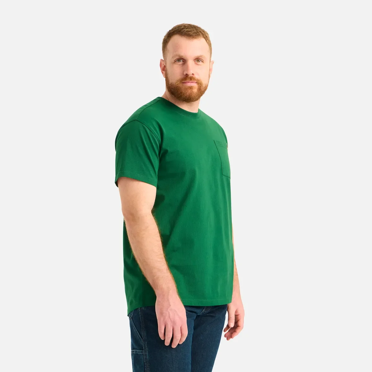 Kortärmad T-shirt med ficka Kortärmad T-shirt för herr i skogsgrönt