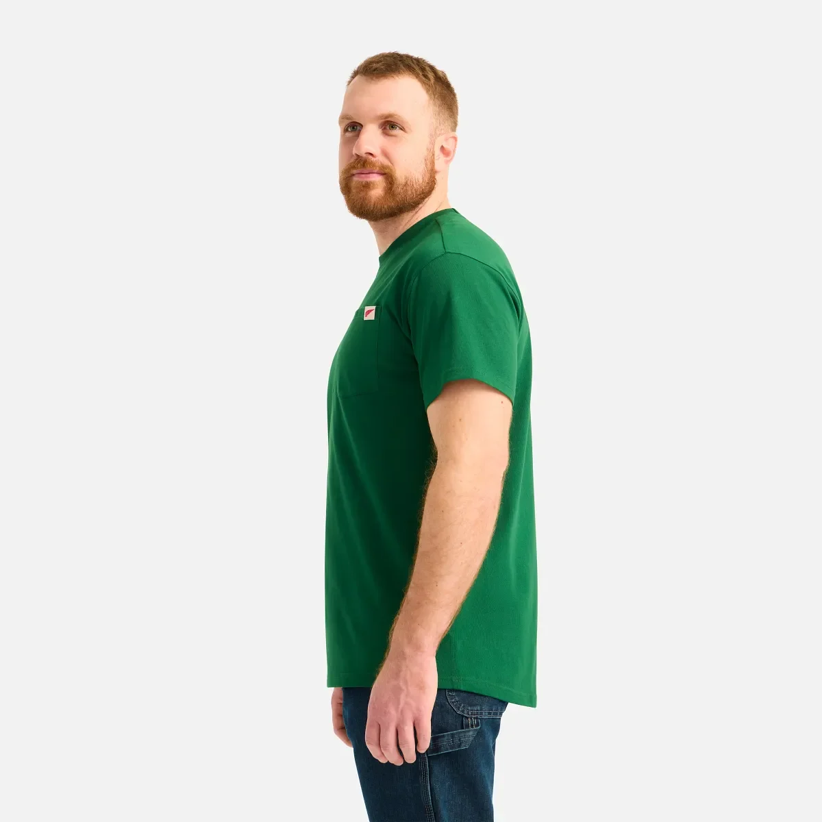 Kortärmad T-shirt med ficka Kortärmad T-shirt för herr i skogsgrönt