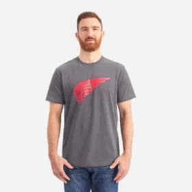 Kortärmad T-shirt med vinge – Herr-T-shirt med korta ärmar i mörkgrått