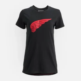 Kortärmad Wing-T-shirt, dam-T-shirt med korta ärmar i svart