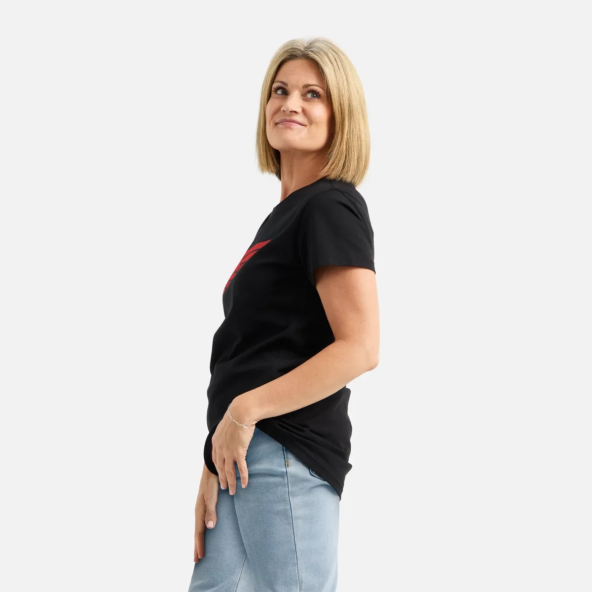 Kortärmad Wing-T-shirt, dam-T-shirt med korta ärmar i svart