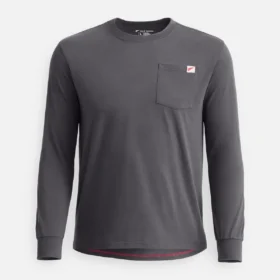 Långärmad T-shirt med ficka och tryck på ärmen – herr-T-shirt i färgen Asphalt
