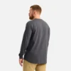 Långärmad T-shirt med ficka och tryck på ärmen – herr-T-shirt i färgen Asphalt