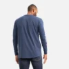 Långärmad T-shirt med ficka och tryck på ärmen – herr-T-shirt i marinblått