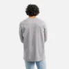 Långärmad T-shirt med ficka och tryck på ärmen – herr-T-shirt i melerad grå