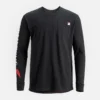 Långärmad T-shirt med ficka och tryck på ärmen – herr-T-shirt i svart