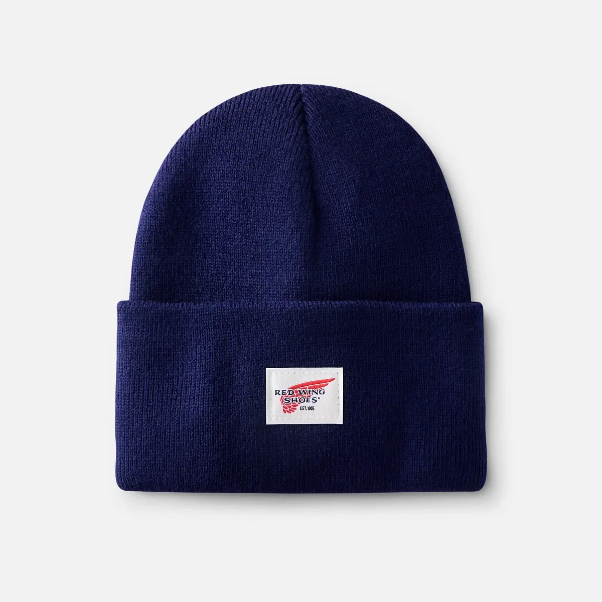 Mössa med logotyp i stickat, unisex, marinblå