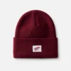 Mössa med logotyp, stickad, unisex, i vinrött