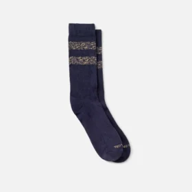 Randiga Crew-strumpor i ullblandning, unisex Randiga Crew-strumpor i ullblandning i marinblått/beige
