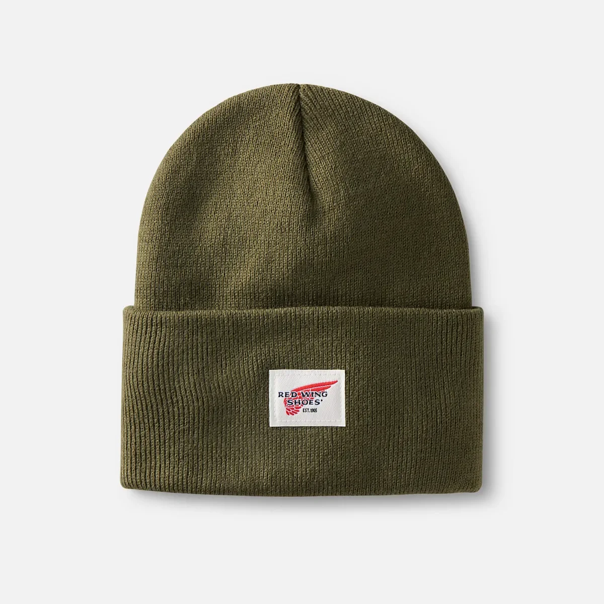 Stickad mössa med logotyp, unisex, stickad mössa i grönt