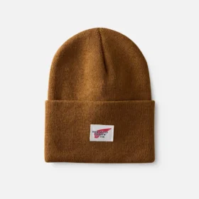 Stickad mössa med logotyp, unisex, stickad mössa i koppar