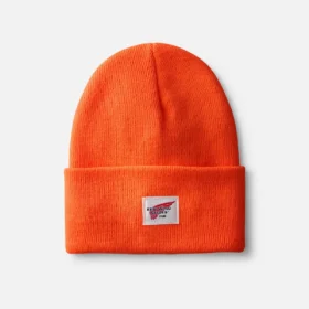 Stickad mössa med logotyp – unisex-stickad mössa i orange